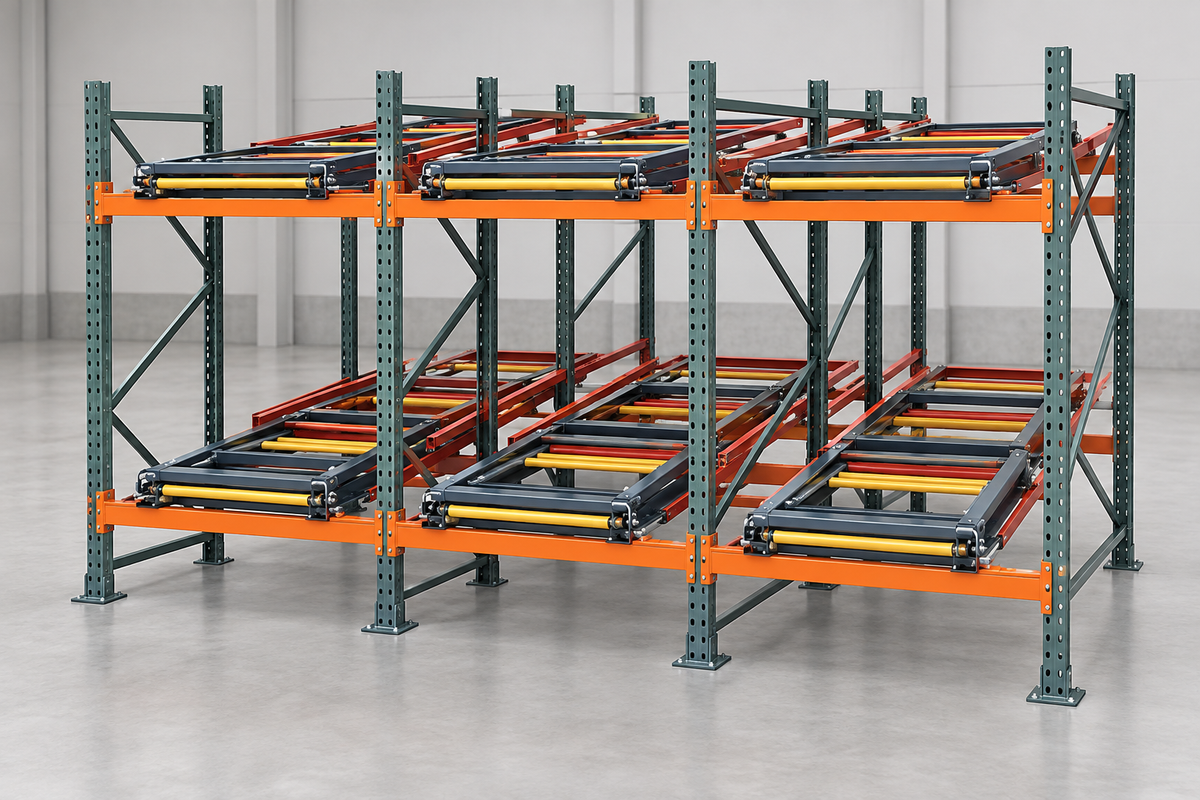 Pushback Rack for LIFO Pallet Storage