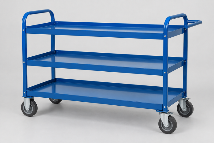 Multi-Tier Stock Carts with Tilting Shelves for Work Stations
