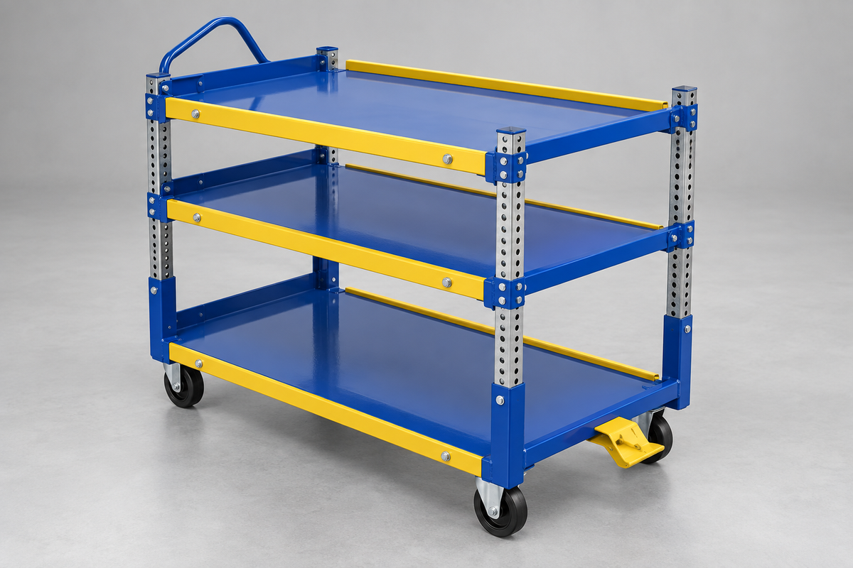 Adjustable Ergo Carts for Warehouse and Stockroom Transport