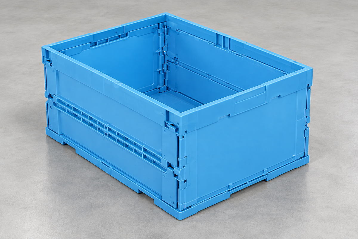 Collapsible Plastic Folding Container, 500 lb Capacity