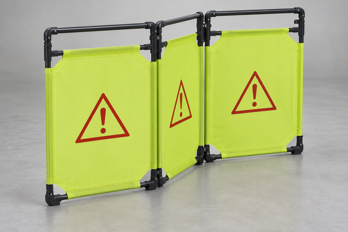 Folding Fabric Barrier, 3-Section, 69 in. Length