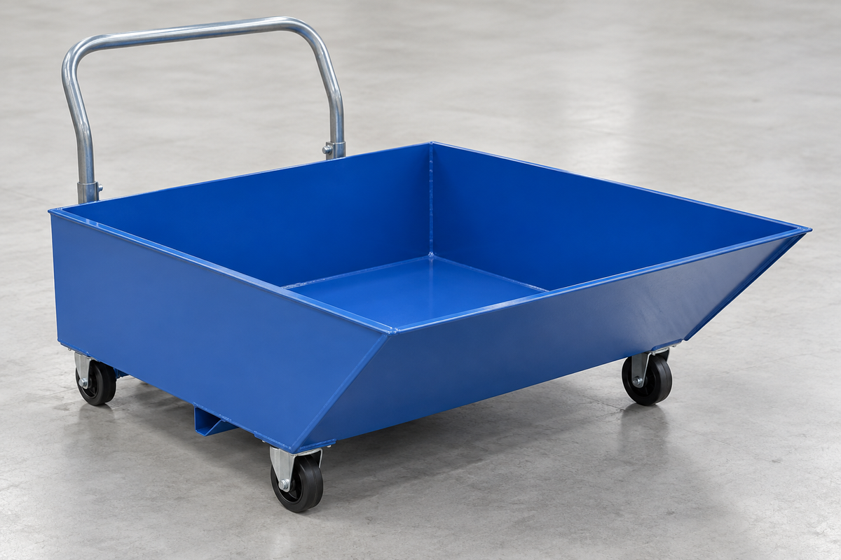 Low Profile Parts Hoppers for Machine Shop Chips and Scrap