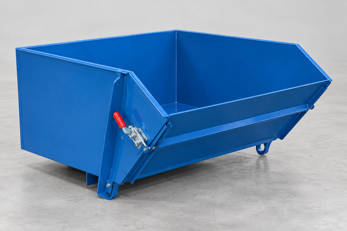 Self-Dumping Steel Hoppers with Fold Down Front