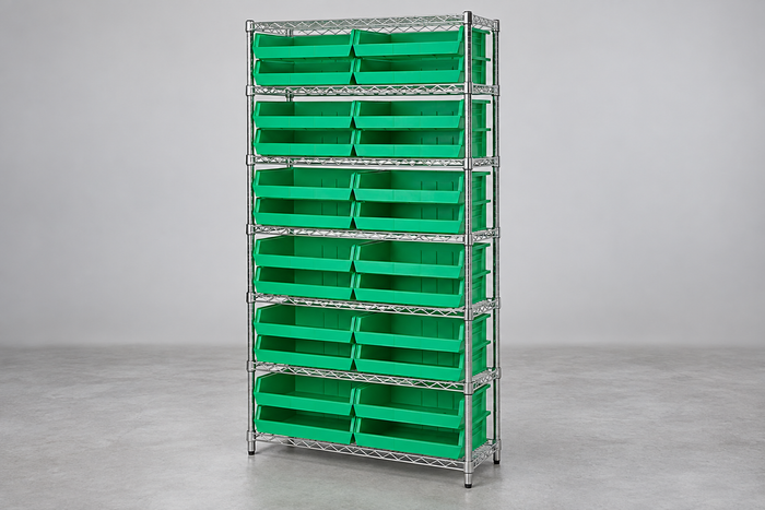 Wire Shelving with Bins - Complete Package