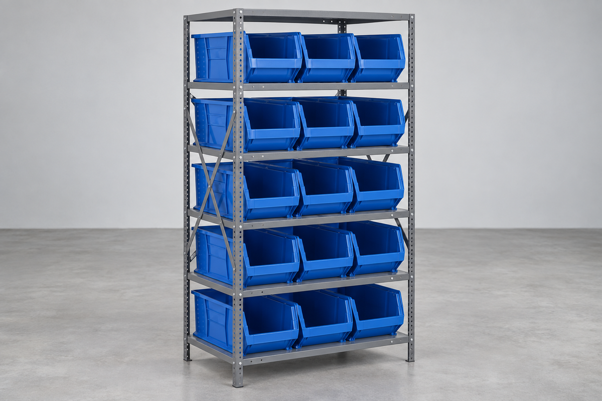 Heavy-Duty Container Shelving System, Complete Package