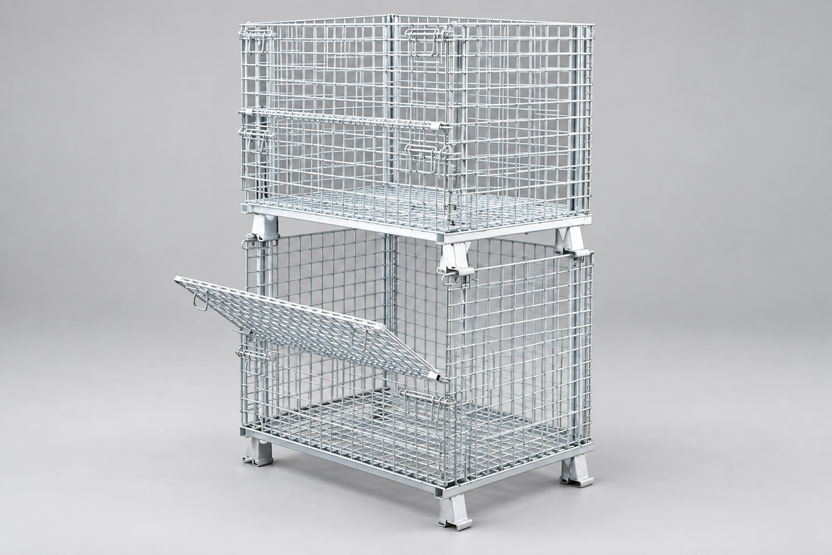Stackable Wire Mesh Containers - Rigid & Folding