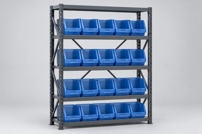 Utility Bin Shelving for Parts Department Storage