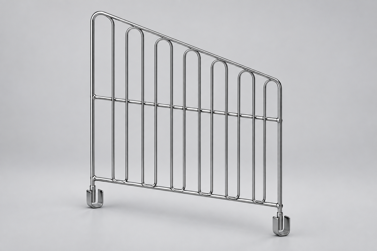 Wire Basket Shelving Divider, Chrome