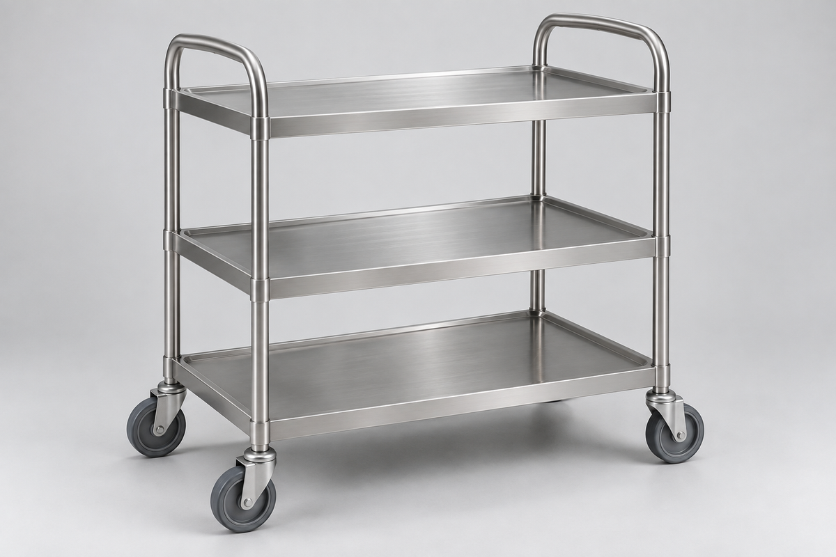 Stainless Steel Solid 2-Shelf and 3-Shelf Lab Utility Carts