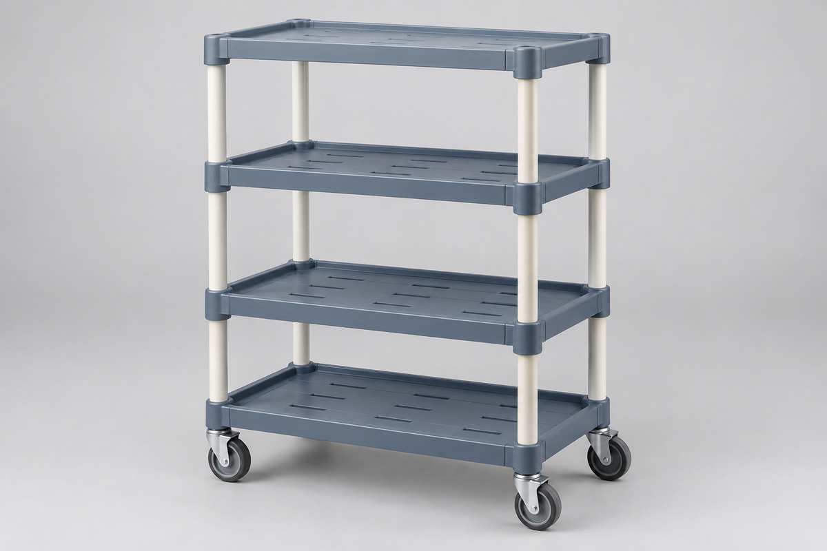 Industrial Mobile Plastic Shelving Units, Hybrid Wire Frame