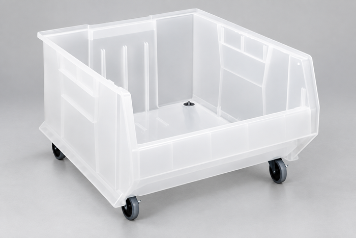 Mobile Clear Heavy-Duty Stacking Container, 24" Long
