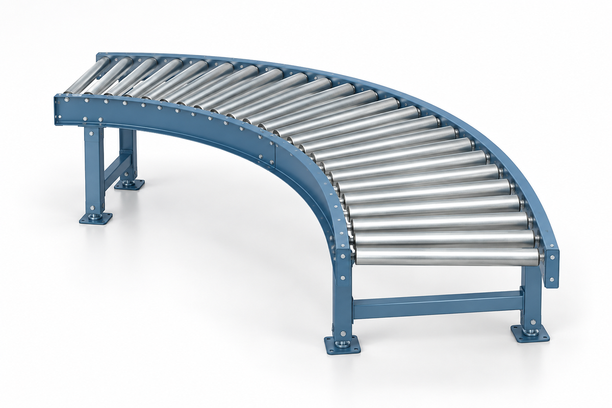Galvanized Roller Gravity Conveyor, Curved Sections