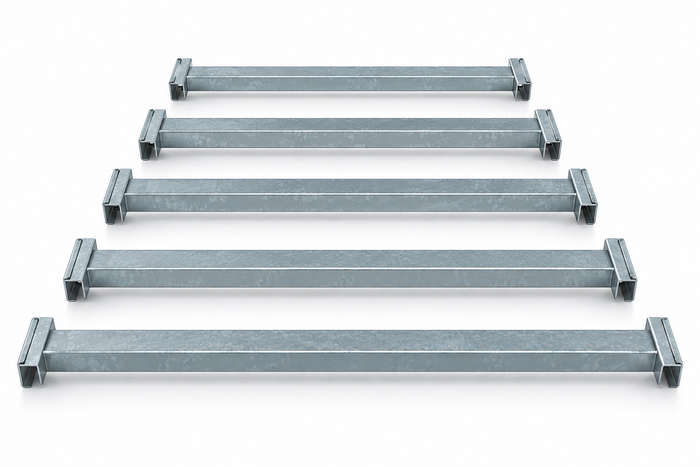 Pallet Rack Cross Bar Supports, 24"-60" Depths