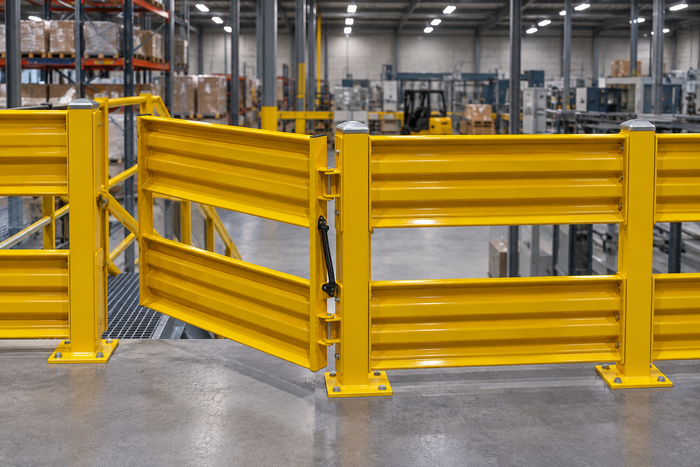 Self-Closing Safety Gates for Guard Rail Systems