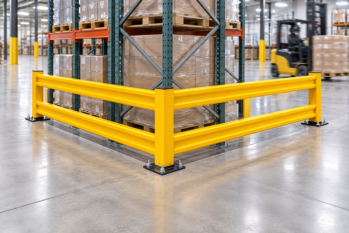 Warehouse Guard Rails for Forklift Impact Protection