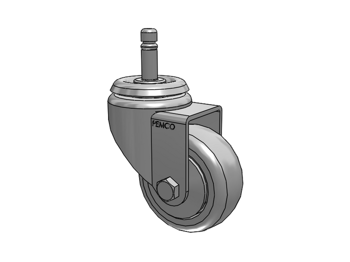 3-1/2"–5" Rubber Wire Shelving & Utility Cart Stem Casters, 7/16" x 1-3/8" Stem, 210–325 lb