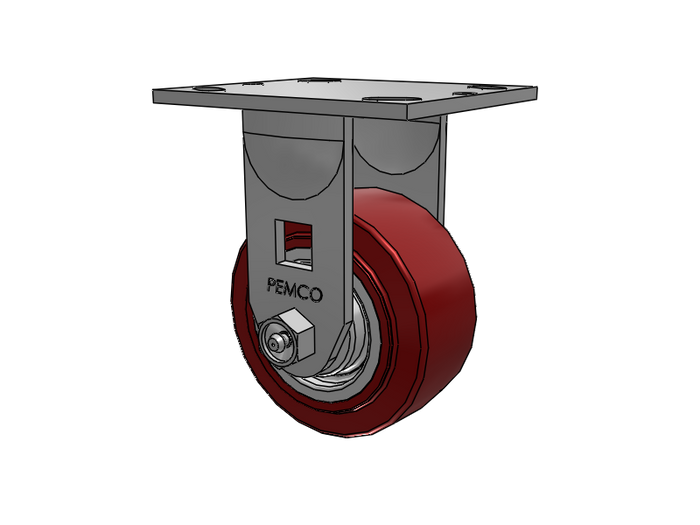 4"–8" Polyurethane Cart & Platform Truck Casters, 4" x 4-1/2" Plate, 500–800 lb (Thermo-Urethane (Maroon/Grey) / Delrin Bearing)