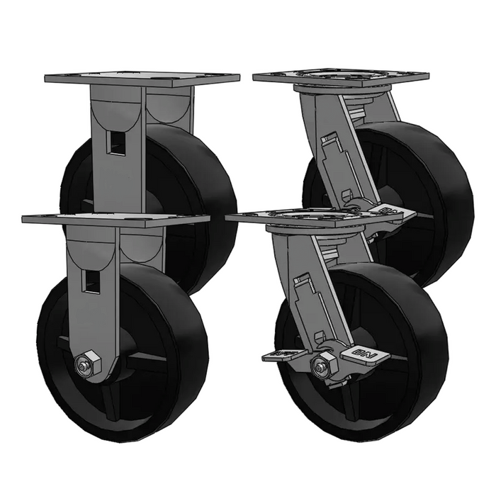 Cart & Platform Truck Casters, 4" x 4-1/2" Plate, 600 lb