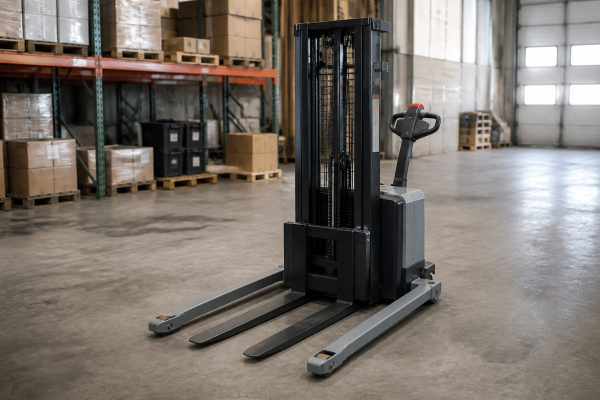 Light-Duty Walk-Behind Electric Stacker, Duplex or Mono Mast