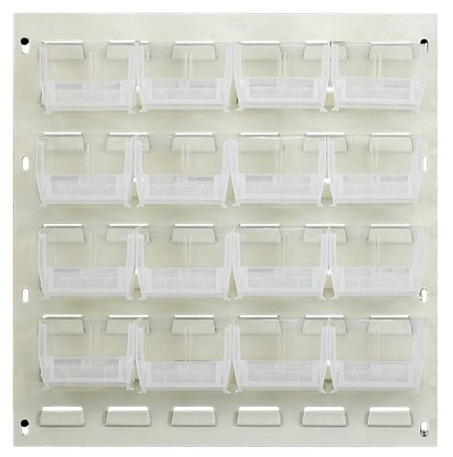 Oyster White Louvered Panel with Clear Bins