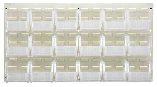 Oyster White Louvered Panel with Clear Bins
