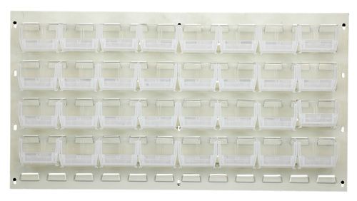 Oyster White Louvered Panel with Clear Bins