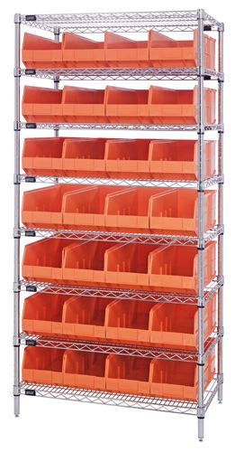 Stackable Shelf Bins And Wire Shelving Unit - Complete Package