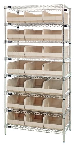 Stackable Shelf Bins And Wire Shelving Unit - Complete Package
