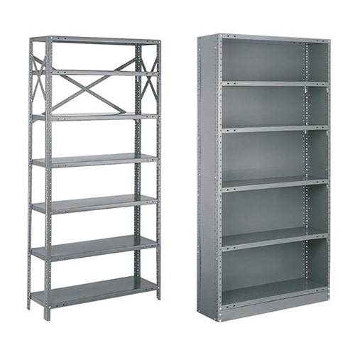 2 types of gray garage storage system